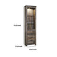 Tall Wooden Pier with 1 Door Cabinet and 2 Adjustable Glass Shelves, Brown By Casagear Home