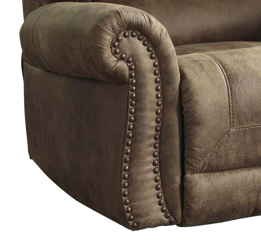 Top Pillow Back Rocker Recliner with Nailhead Trims Light Brown By Casagear Home BM210909