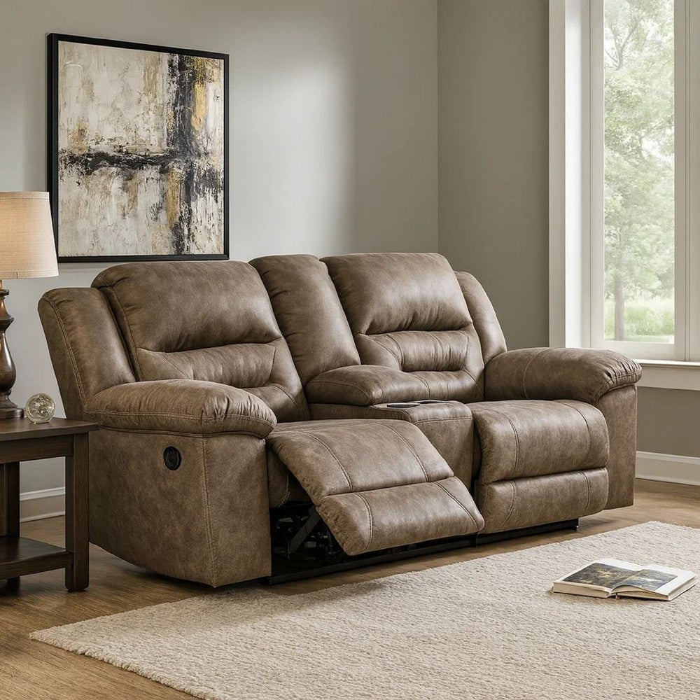 Loveseat | Wood Dual Recliner | Storage Console | Gray