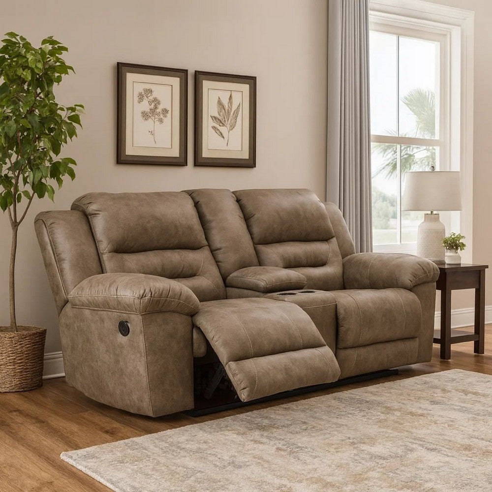 Loveseat | Wood Dual Recliner | Storage Console | Gray