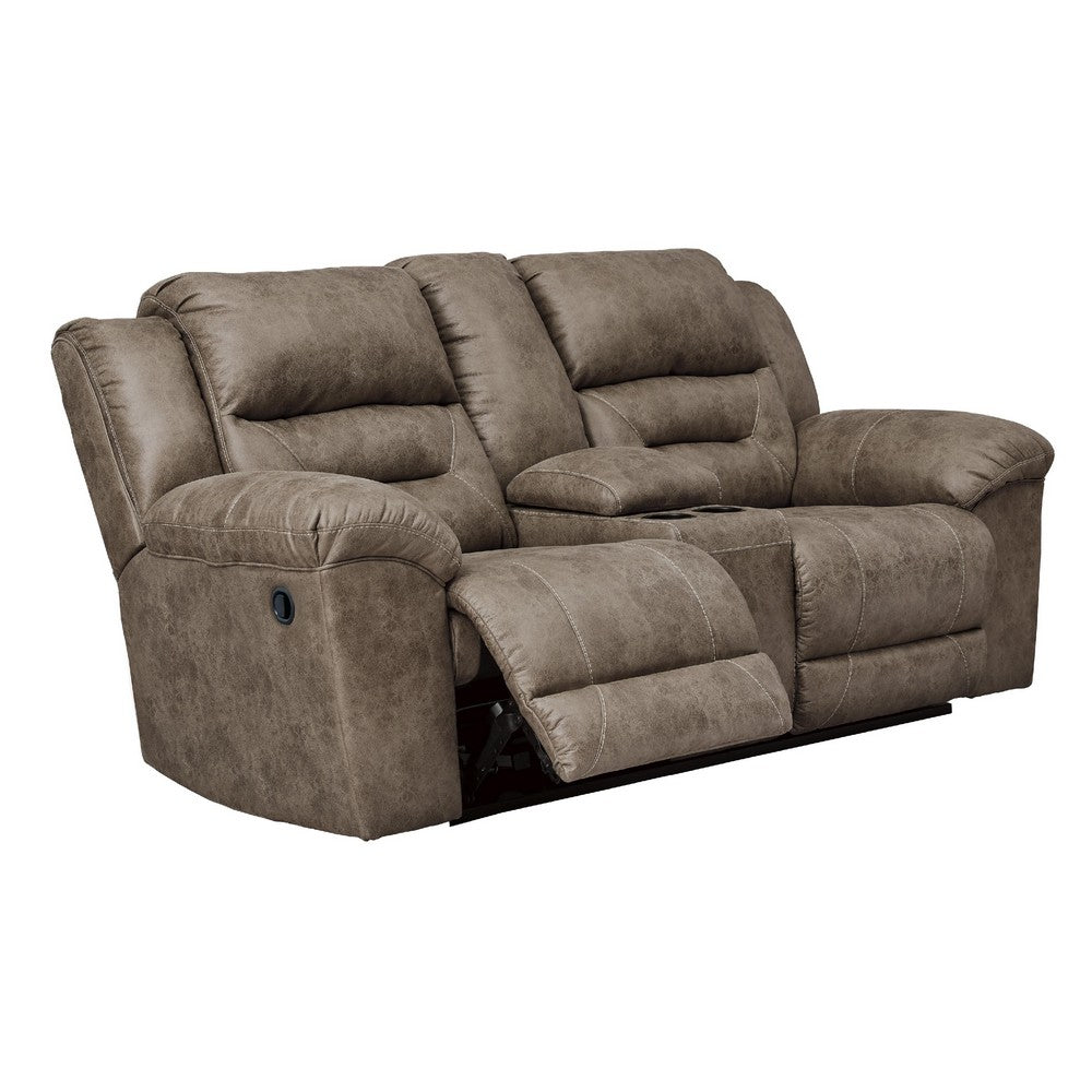 Loveseat | Wood Dual Recliner | Storage Console | Gray