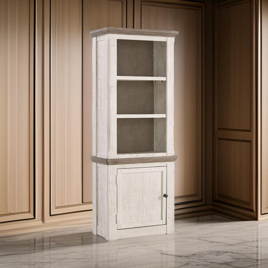 Pier Cabinet | Left Side | 1 Door | 2 Shelves | Antique White & Brown
