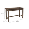 Wooden Writing Desk with Block Legs and 2 Storage Drawers, Brown By Casagear Home