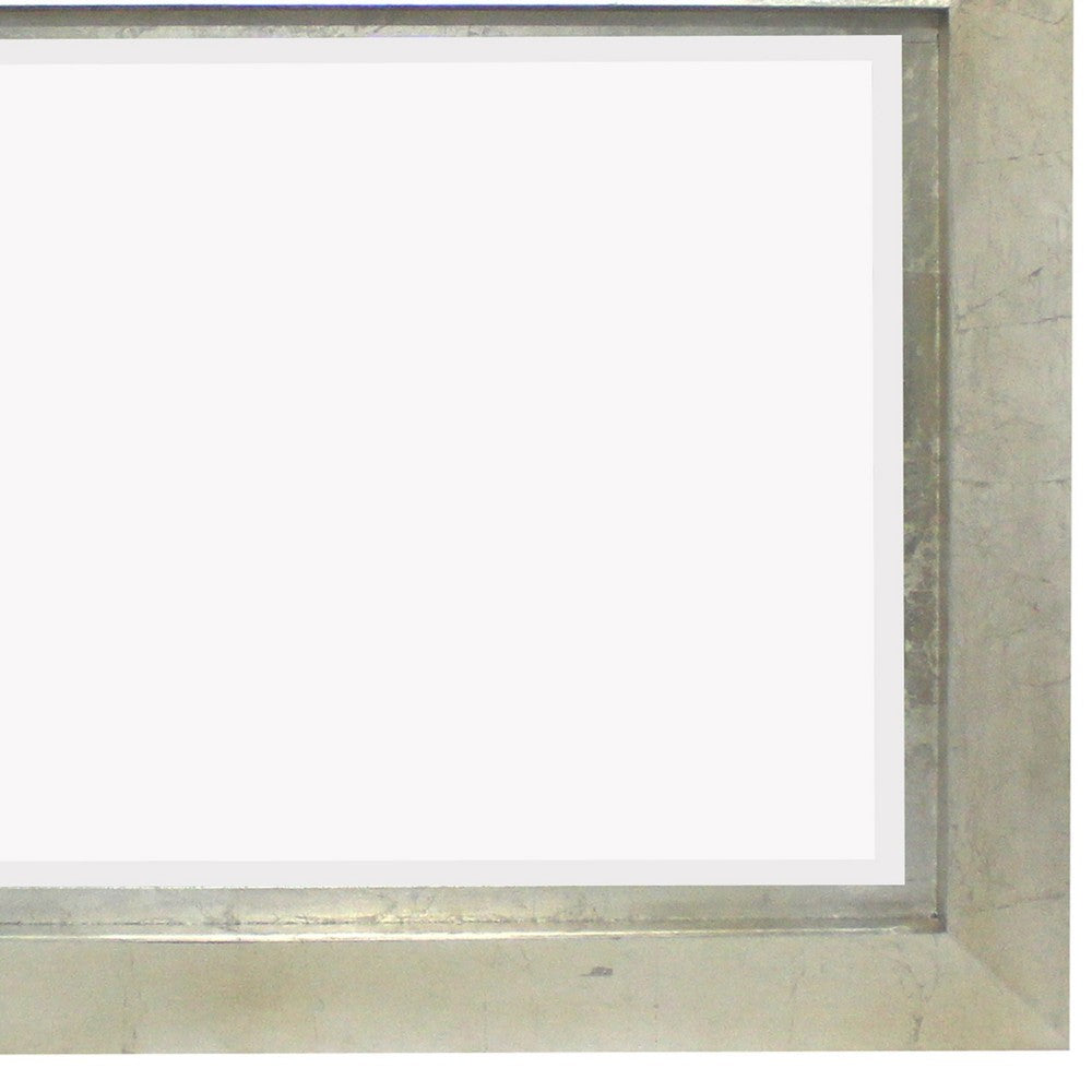 Contemporary Style Rectangular Wooden Frame Wall Mirror, Silver