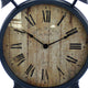 Antique Clock Design Metal Wall Decor with Spade Needles Blue BM211062