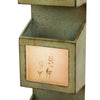 Rustic Wooden Wall Organizer with 3 Box Slots and Floral Pattern Green BM211065