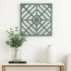 Contemporary Mirrored Wall Decor with Geometric Overlay on Top, Blue and Silver