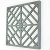 Contemporary Mirrored Wall Decor with Geometric Overlay on Top, Blue and Silver