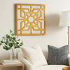 Mirrored Wall Decor with Wooden Floral Overlay on Top, Gold and Silver