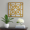 Mirrored Wall Decor with Wooden Floral Overlay on Top, Gold and Silver