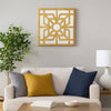 Mirrored Wall Decor with Wooden Floral Overlay on Top, Gold and Silver
