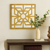 Mirrored Wall Decor with Wooden Floral Overlay on Top, Gold and Silver