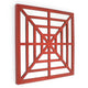 Wooden Wall Decor with Concentric Square Design on Top, Red and Silver
