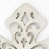 Cross Shaped Wooden Candle Holder with Scrolled Engravings White By Casagear Home BM211079