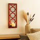 17 Inch Mirrored Wall Art, Candle Holder Sconce, Lattice Design, Red