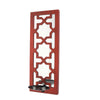 17 Inch Mirrored Wall Art, Candle Holder Sconce, Lattice Design, Red
