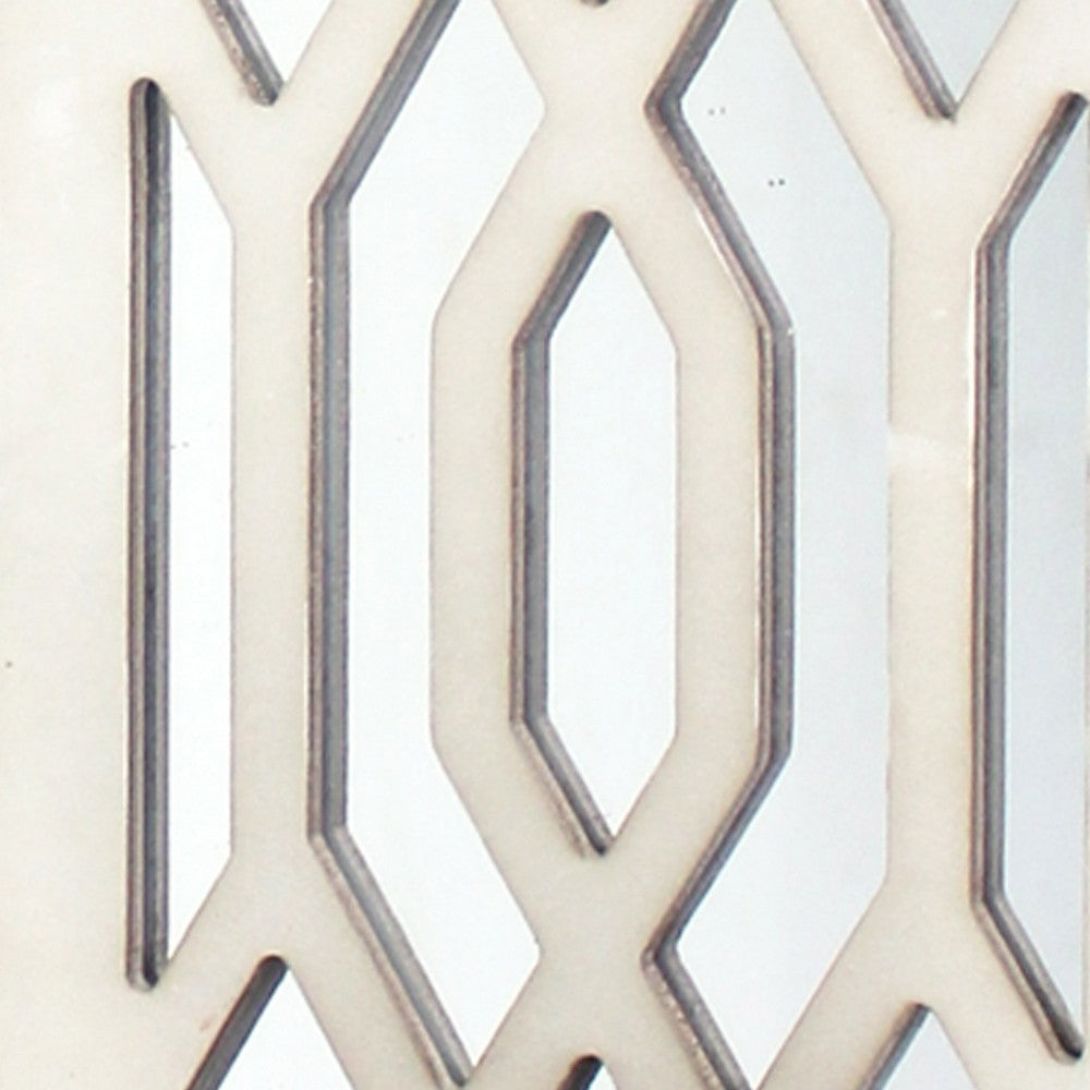 17 Inch Mirrored Wall Art Candle Holder Sconce Lattice Design White BM211083