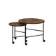 End Table Set | Nesting | Round | 2 Piece | Casters | Oak Brown & Black BM211088