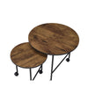 End Table Set | Nesting | Round | 2 Piece | Casters | Oak Brown & Black BM211088