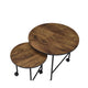 End Table Set | Nesting | Round | 2 Piece | Casters | Oak Brown & Black BM211088
