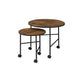 End Table Set | Nesting | Round | 2 Piece | Casters | Oak Brown & Black BM211088