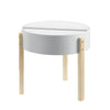 Round Wooden End Table with Hidden Storage White and Brown BM211090