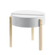 Round Wooden End Table with Hidden Storage White and Brown BM211090