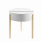 Round Wooden End Table with Hidden Storage, White and Brown