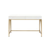 47 2 Drawer Wood Frame Desk With Metal Support White and Gold By Casagear Home BM211100