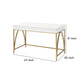 47 2 Drawer Wood Frame Desk With Metal Support White and Gold By Casagear Home BM211100