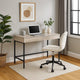 42" 2 Drawer Metal Frame Wood Desk, Washed White and Black By Casagear Home