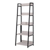 Wooden Bookshelf with 5 Open Compartments Washed White and Black BM211104