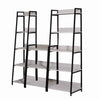 Wooden Bookshelf with 5 Open Compartments, Washed White and Black
