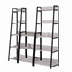 Wooden Bookshelf with 5 Open Compartments, Washed White and Black