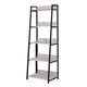 Wooden Frame Bookshelf with 5 Open Compartments Washed White and Black BM211105