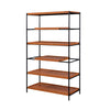 5 Tier Wooden Bookshelf with Open Metal Frame Oak Brown and Black BM211106