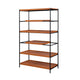 5 Tier Wooden Bookshelf with Open Metal Frame Oak Brown and Black BM211106
