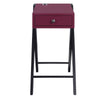 Wooden Frame Side Table with X Shaped Legs and 1 Drawer Purple and Black