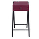 Wooden Frame Side Table with X Shaped Legs and 1 Drawer Purple and Black