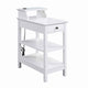 Wooden Frame Side Table with 3 Open Compartments and 1 Drawer, White