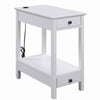 Wooden Frame Side Table with 2 Drawers and 1 Bottom Shelf, White