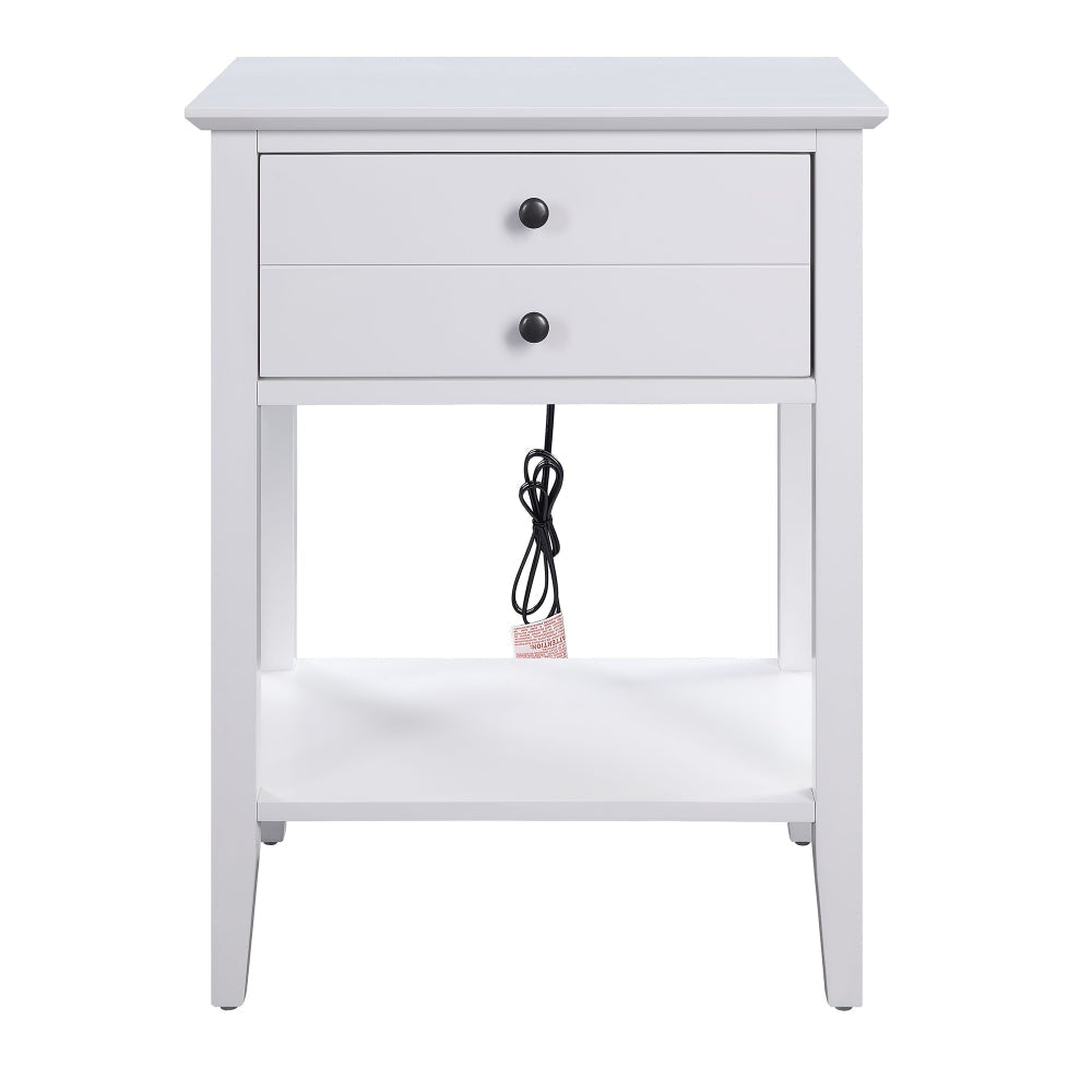 1 Drawer Wooden Side Table With Bottom Shelf White By Casagear Home BM211116
