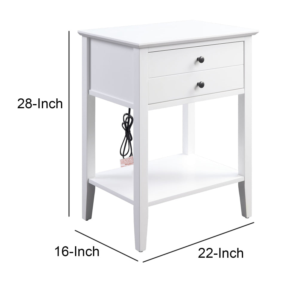 1 Drawer Wooden Side Table With Bottom Shelf White By Casagear Home BM211116