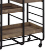 Metal Frame Serving Cart with 3 Open Storage and Casters Brown and Black BM211118