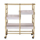 Metal Frame Serving Cart with Adjustable Compartments,Gold and Washed White BM211119