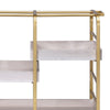 Metal Frame Serving Cart with Adjustable Compartments,Gold and Washed White BM211119