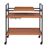 Metal Frame Serving Cart with Adjustable Compartments Oak Brown and Black BM211124