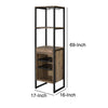 69" 3 Shelf Wood And Metal Wine Rack, Brown And Black By Casagear Home