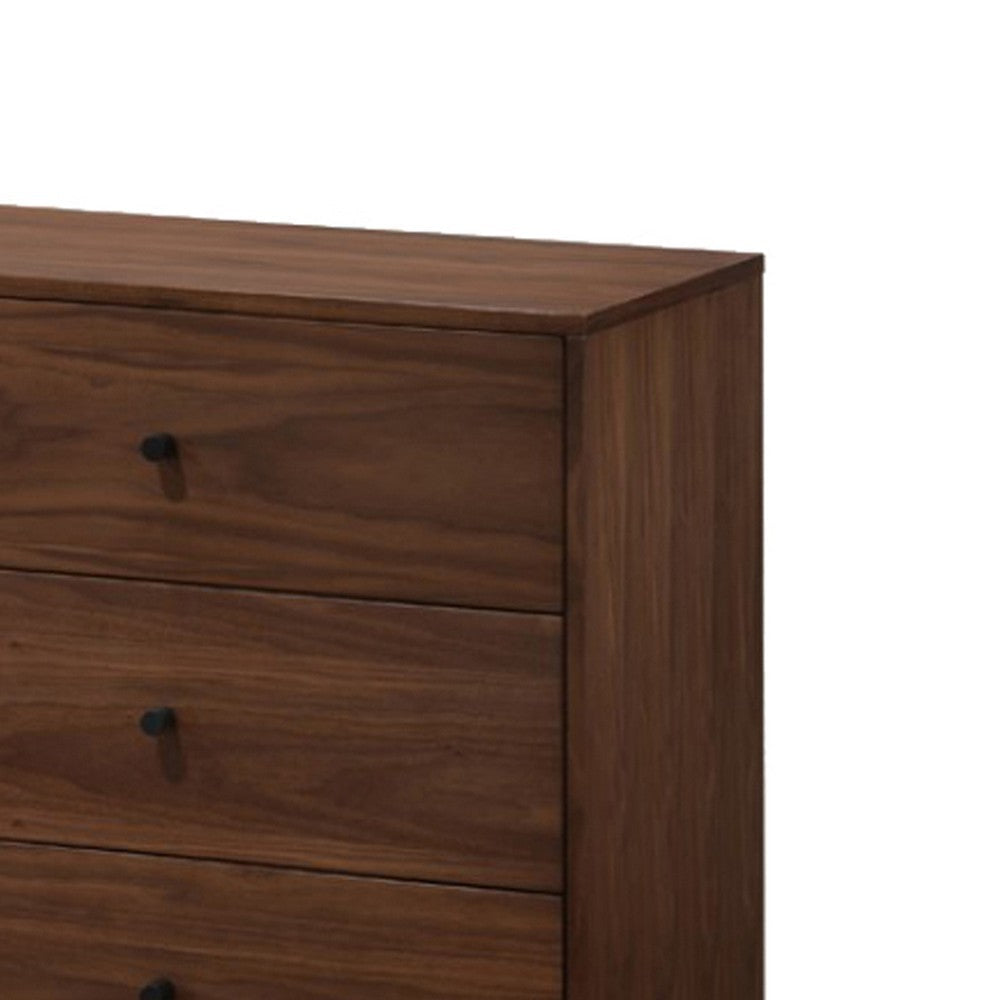 6 Drawer Wooden Dresser with Knob Handles and Tapered Legs Brown By Casagear Home BM211196