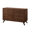 6 Drawer Wooden Dresser with Knob Handles and Tapered Legs, Brown By Casagear Home